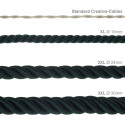 2XL electrical cord, electrical cable 3x0,75. Shiny dark green fabric covering. Diameter 24mm Creative Cables