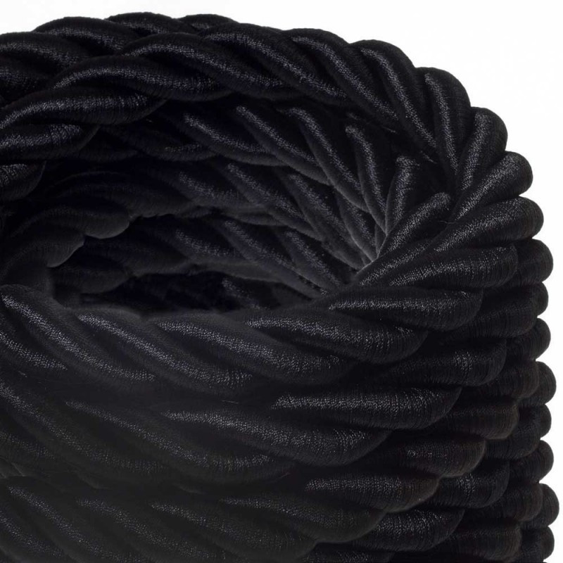 2XL electrical cord, electrical cable 3x0,75. Shiny black fabric covering. Diameter 24mm Creative Cables
