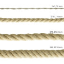 2XL electrical cord, electrical cable 3x0,75. Rough jute fabric covering. Diameter 24mm Creative Cables