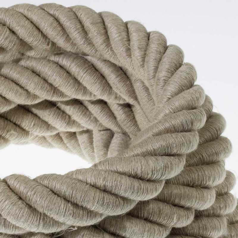 3XL electrical cord, electrical cable 3x0,75. natural linen fabric covering. Diameter 24mm Creative Cables