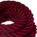 3XL electrical cord, electrical cable 3x0,75. Shiny dark bordeaux fabric covering. Diameter 30mm Creative Cables