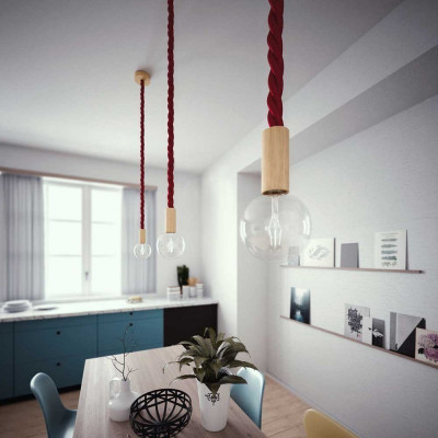 3XL Bordowy błyszczący kabel skręcany w podwójnym oplocie trzyżyłowy 3x1x0.75 Creative Cables