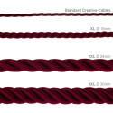 3XL electrical cord, electrical cable 3x0,75. Shiny dark bordeaux fabric covering. Diameter 30mm Creative Cables
