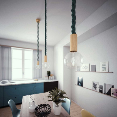 3XL Ciemno zielony błyszczący kabel skręcany w podwójnym oplocie trzyżyłowy 3x1x0.75 Creative Cables