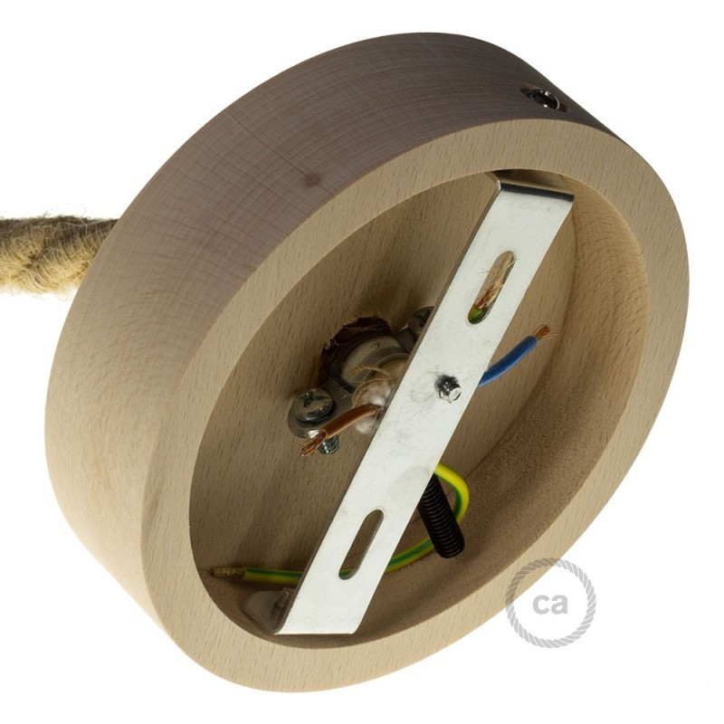 Drewniana maskownica sufitowa jednootworowa do przewodów XL Creative-Cables