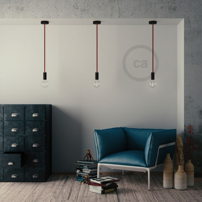 Drewniana czarna maskownica sufitowa jednootworowa do przewodów XL Creative-Cables