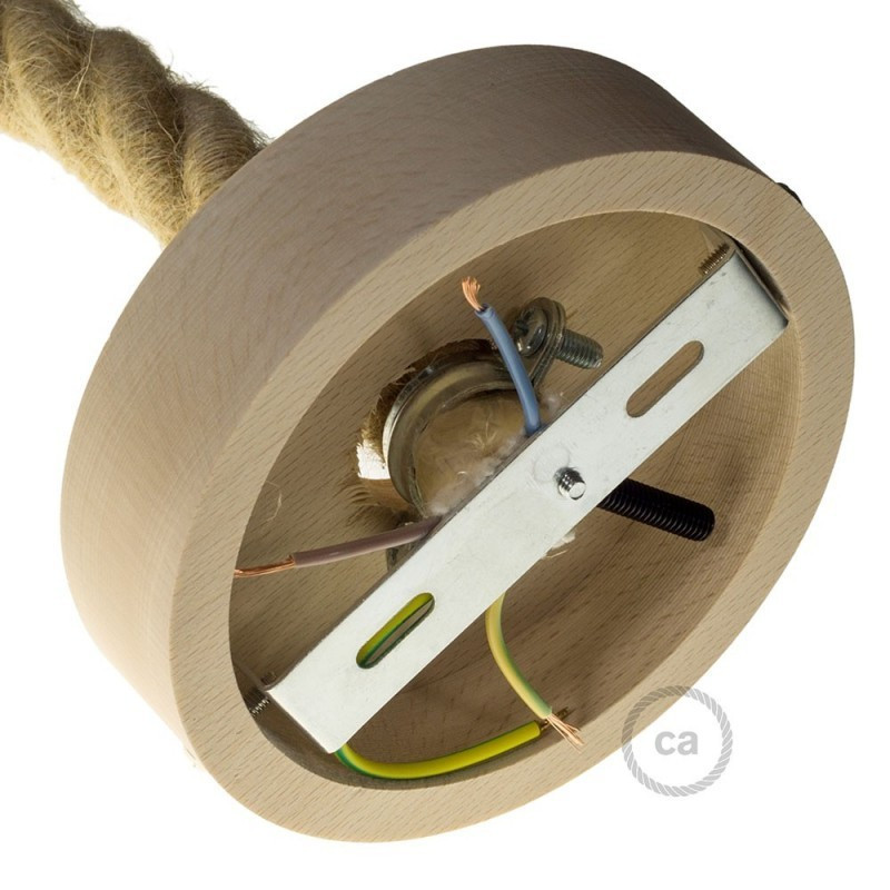Drewniana maskownica sufitowa jednootworowa do przewodów 3XL Creative-Cables