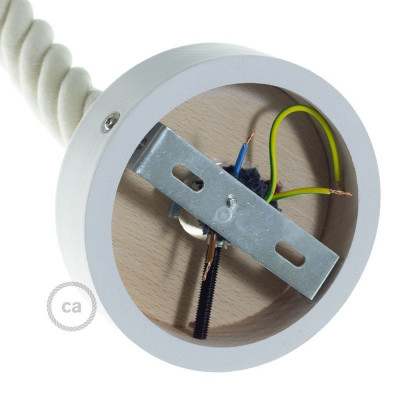 Wooden white ceiling rose kit for 3XL cord Creative-Cables