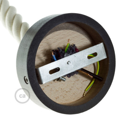 Drewniana czarna maskownica sufitowa jednootworowa do przewodów 3XL Creative-Cables