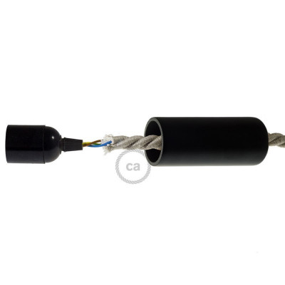 Black wooden E27 lamp holder kit for XL cord Creative-Cables