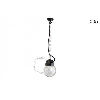 Hanging / wall lamp black porcelain with a glass shade ceilinglamp.o.023.b.glass005 E27 Zangra