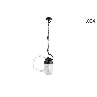 Hanging / wall lamp black porcelain with a glass shade ceilinglamp.o.023.b.glass004 E27 Zangra