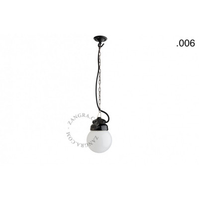 Hanging / wall lamp black porcelain with a glass shade ceilinglamp.o.023.b.glass006 E27 Zangra