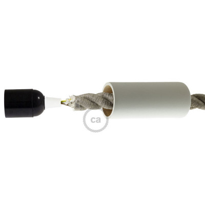 Biała drewniana oprawka E27 do przewodów 2XL Creative-Cables