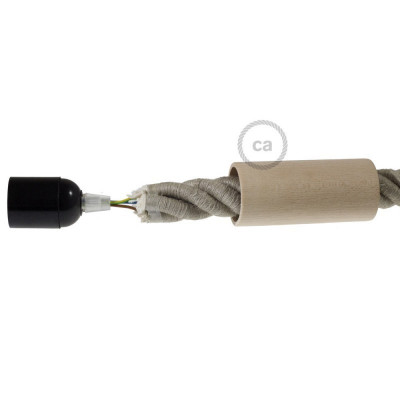 Wooden E27 lamp holder kit for 3XL cord Creative-Cables