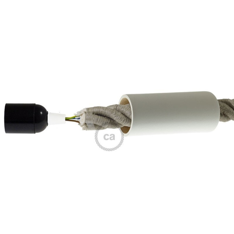 Biała drewniana oprawka E27 do przewodów 3XL Creative-Cables