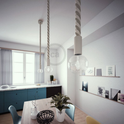 Biała drewniana oprawka E27 do przewodów 3XL Creative-Cables