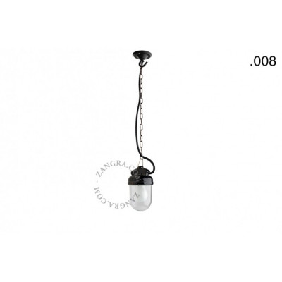 Hanging / wall lamp black porcelain with a glass shade ceilinglamp.o.023.b.glass008 E27 Zangra