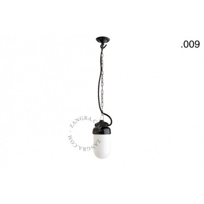 Hanging / wall lamp black porcelain with a glass shade ceilinglamp.o.023.b.glass009 E27 Zangra