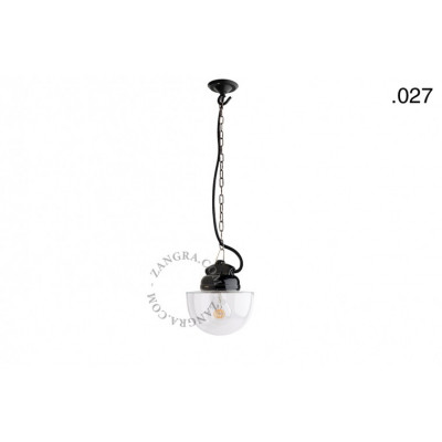 Hanging / wall lamp black porcelain with a glass shade ceilinglamp.o.023.b.glass027 E27 Zangra