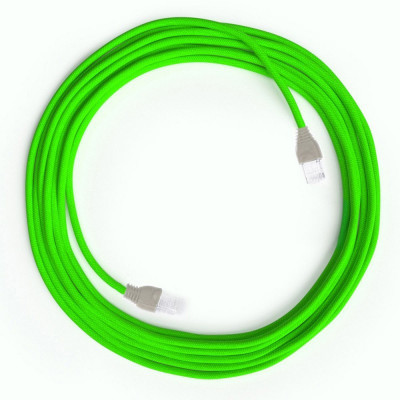 5m LAN Ethernet Cable Cat 5e with RJ45 plugs - Rayon Fabric RF06 Neon Green Creative-Cables