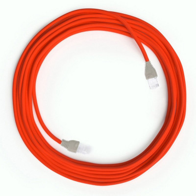 LAN Ethernet Cable Cat 5e with RJ45 plugs - Rayon Fabric RF15 Neon Orange Creative-Cables