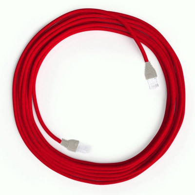 LAN Ethernet Cable Cat 5e with RJ45 plugs - Rayon Fabric RM09 Red Creative-Cables