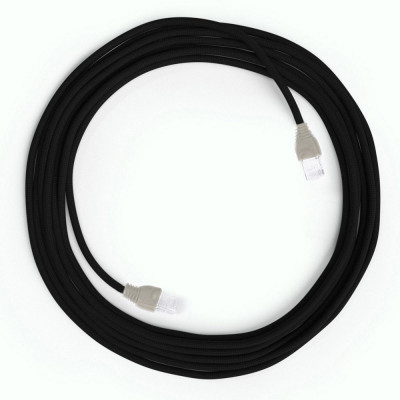 Czarny Kabel Ethernet LAN Cat 5e z wtykami RJ45 - Rayon Fabric Rayon RM04 Black - długość 10m Creative-Cables