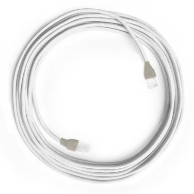 Biały Kabel Ethernet LAN Cat 5e z wtykami RJ45 - Cotton Fabric RC01 White - długość 20m Creative-Cables