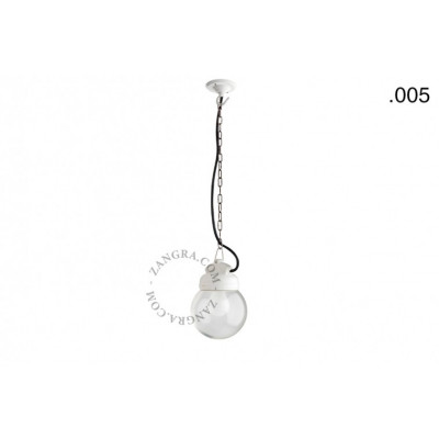 Hanging / wall lamp white porcelain with a glass shade ceilinglamp.o.023.w.glass005 E27 Zangra