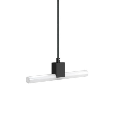 Czarna Lampa wisząca z kablem tekstylnym, oprawką S14d Syntax® i metalowymi detalami Creative-Cables