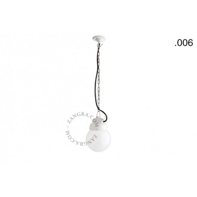 Hanging / wall lamp white porcelain with a glass shade ceilinglamp.o.023.w.glass006 E27 Zangra