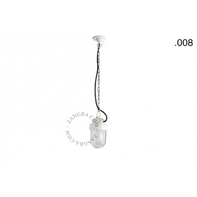 Hanging / wall lamp white porcelain with a glass shade ceilinglamp.o.023.w.glass008 E27 Zangra