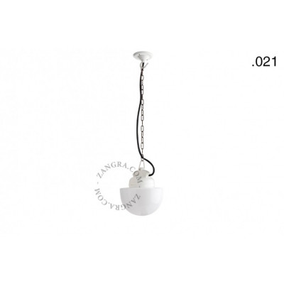 Hanging / wall lamp white porcelain with a glass shade ceilinglamp.o.023.w.glass021 E27 Zangra