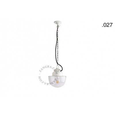 Hanging / wall lamp white porcelain with a glass shade ceilinglamp.o.023.w.glass027 E27 Zangra