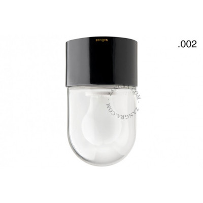 Black porcelain lamp with a glass shade light.o.005.c.b.glass002 E27 Zangra