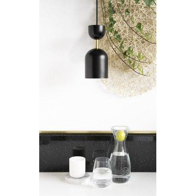 Lampa sufitowa SUPURU czarna lampa wisząca z mosiężną rurką UMMO