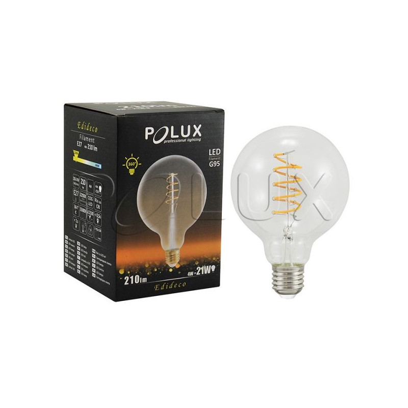 Decorative LED bulb G95 4W transparent very warm color 2200K Polux