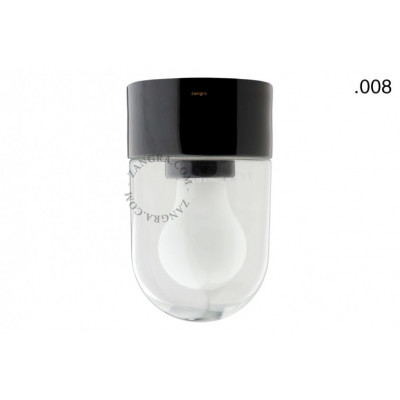 Waterproof ceiling lamp o.016.c.b with transparent glass shade 008 black Zangra