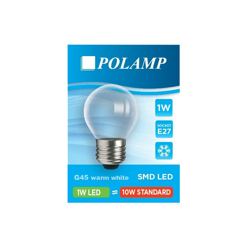 Plastic transparent light bulb for garlands WITHOUT FILAMENT LED ball 45mm 1W warm color Polamp