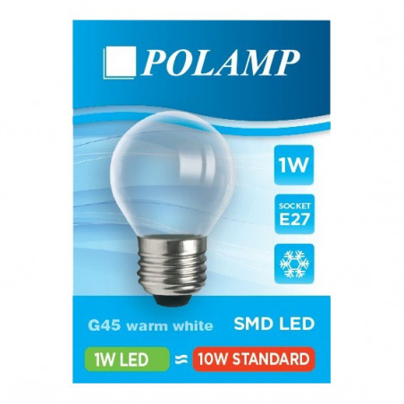 Przezroczysta plastikowa żarówka do girland LED bez filamentu kulka E27 G45 1W ciepła Polamp