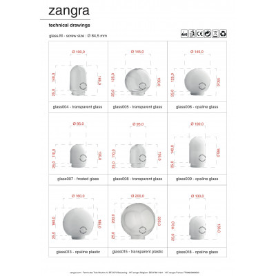 Wall lamp / sconce brass light.o.101.b.glass018 Zangra