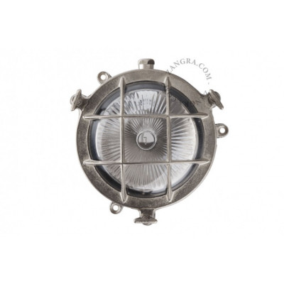 Wall lamp, nickel-plated - brass 'bulkhead' fixture light.o.083.002 Zangra