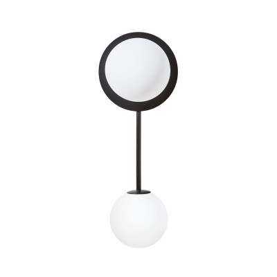 Furiko A double wall lamp, black wall lamp, two white glass lampshades UMMO