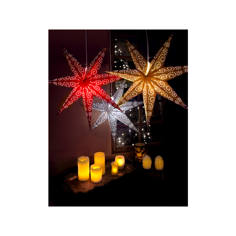 Lampa GWIAZDA WISZĄCA PAPIER ANTIQUE 236-72 60cm czerwona STAR TRADING
