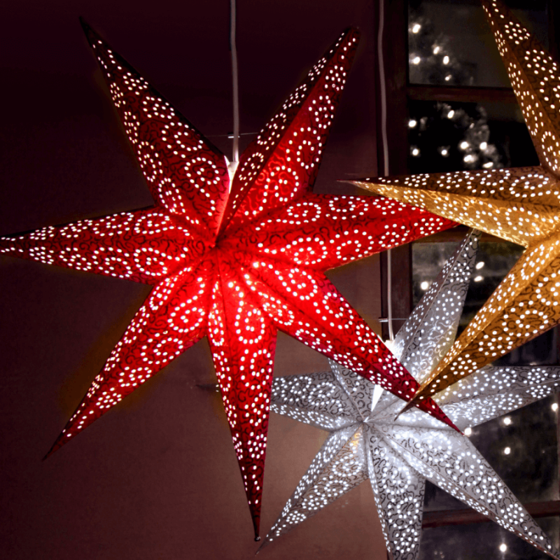 Lampa GWIAZDA WISZĄCA PAPIER ANTIQUE 236-72 60cm czerwona STAR TRADING