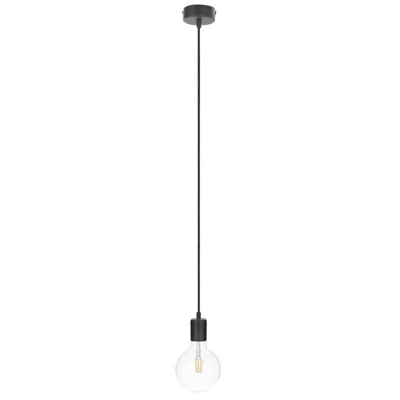 Black pendant lamp loft metal line, single hanging on a cable Kolorowe Kable