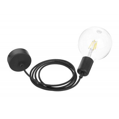 Black pendant lamp loft metal line, single hanging on a cable Kolorowe Kable