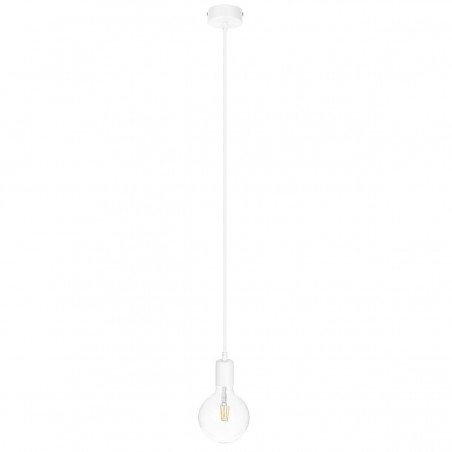 White pendant lamp loft metal line, single hanging on a cable Kolorowe Kable