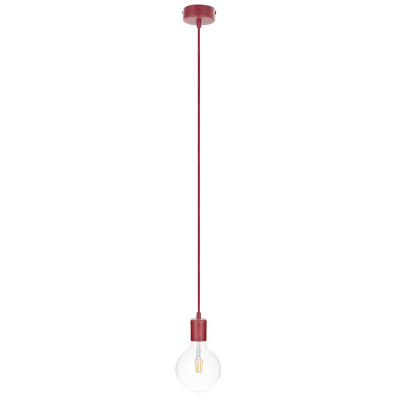 Burgundy pendant lamp loft metal line, single hanging on a cable Kolorowe Kable